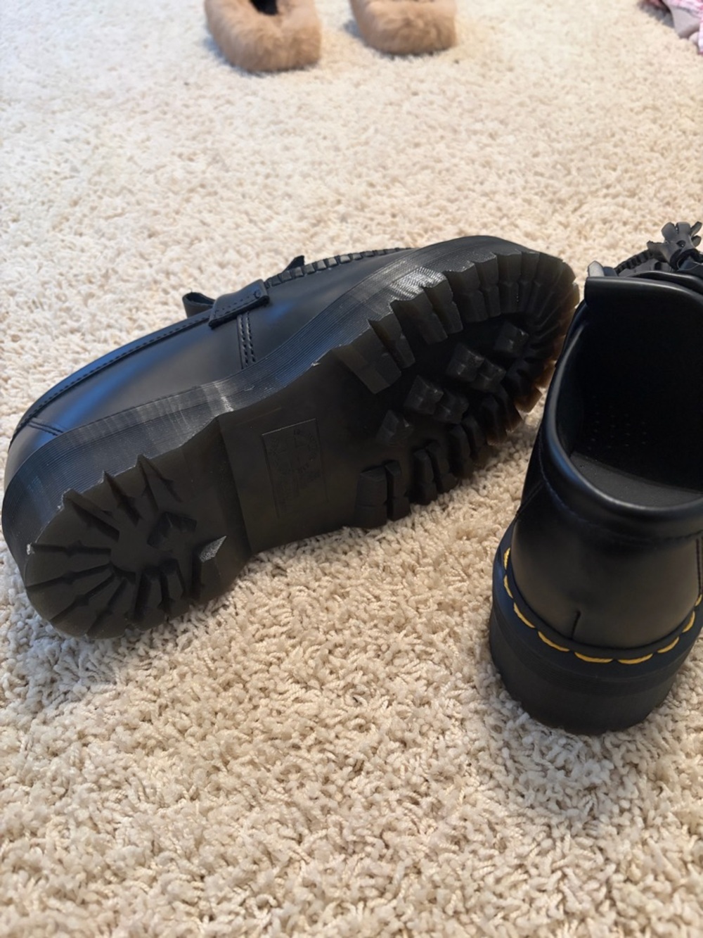 Dr. Martens Black Tassel Kiltie Loafers with Yellow Stitching - Picture 3 of 3